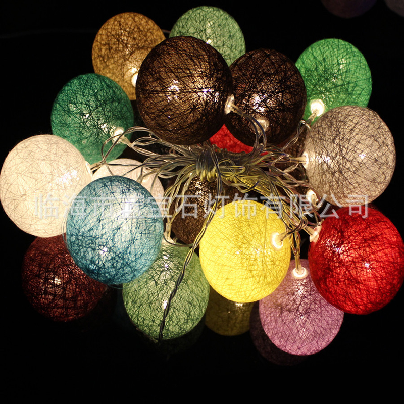 1M 10LED Multicolor Battery Powered Warm White Led Cotton Ball String Light Fairy Light For Indoor Christmas Tree Decorations